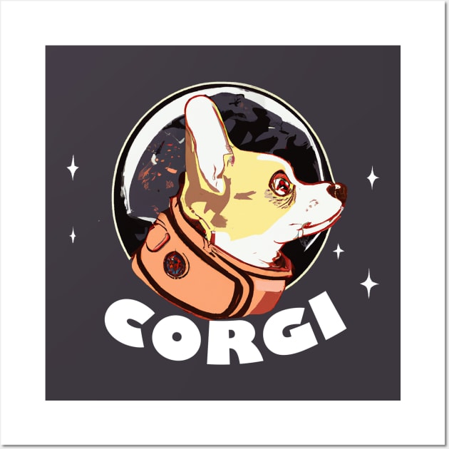 Astronaut Corgi Dog Lover Puppy Retro Wall Art by BetterManufaktur